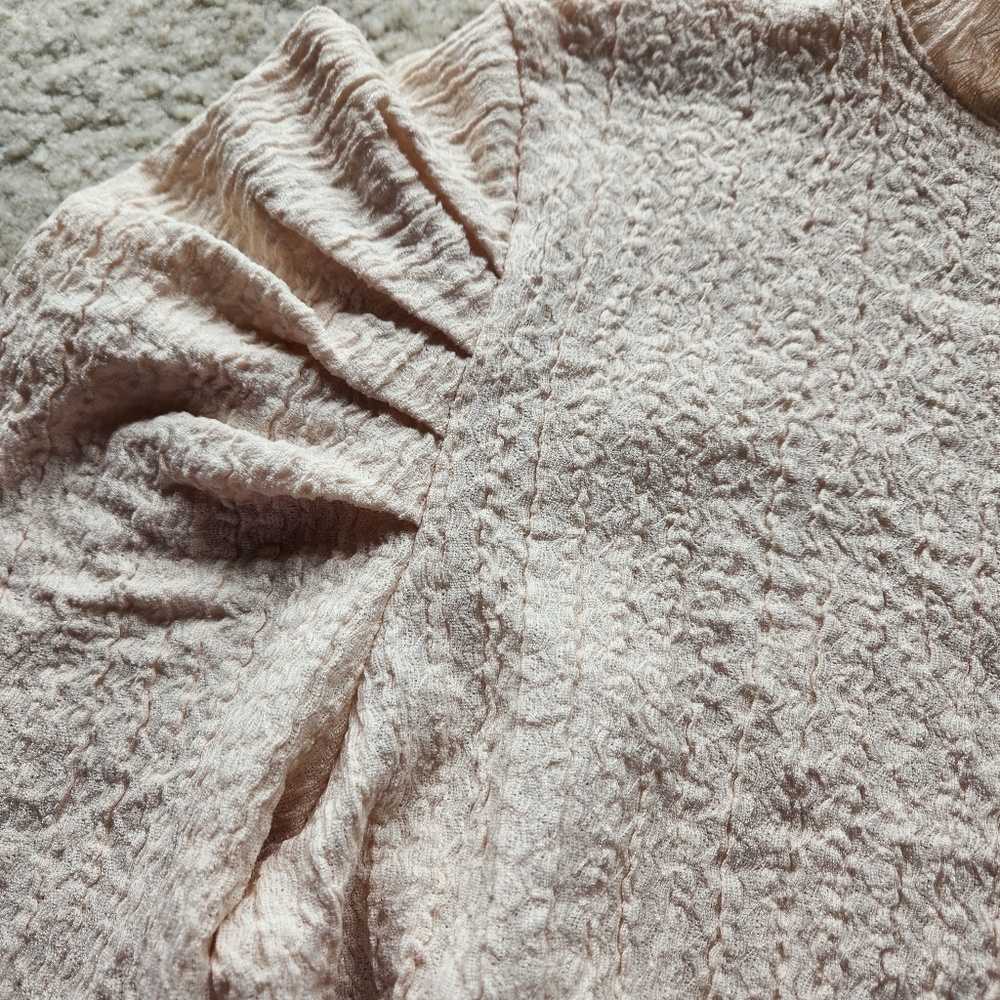 FREE PEOPLE Ela Mock Neck Puff Sleeve Cream Blouse Medium - Picture 3 of 6